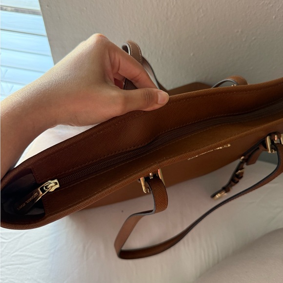 Michael Kors Chocolate Brown Leather Tote with MK Charm - Picture 12 of 14